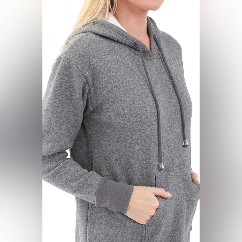 Alexander Del Rossa Long Fleece Pullover with Hood & Pocket - Picture 3 of 7